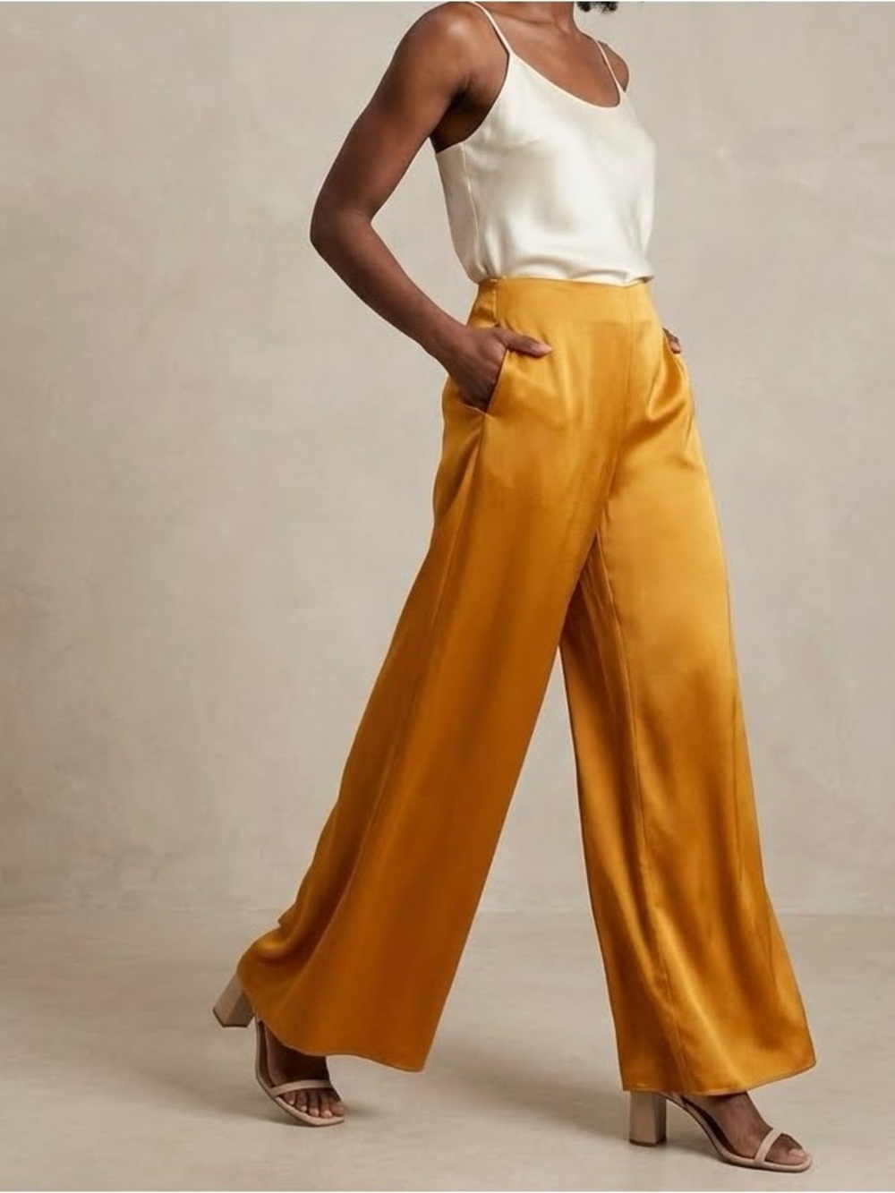 Joie Gold Satin Pull On Pants size 12 NWOT